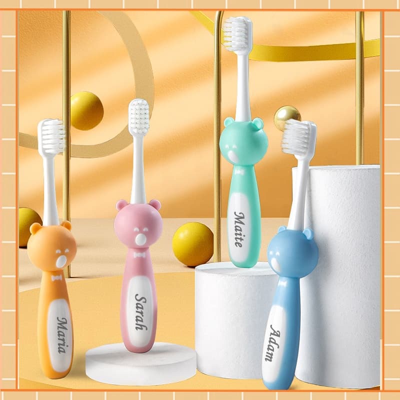 Personalizável Escova De Dentes Para Crianças Com Desenho Fofo De Animado , Acessório Infantis 3-7 Anos De Idade Macia Bebês