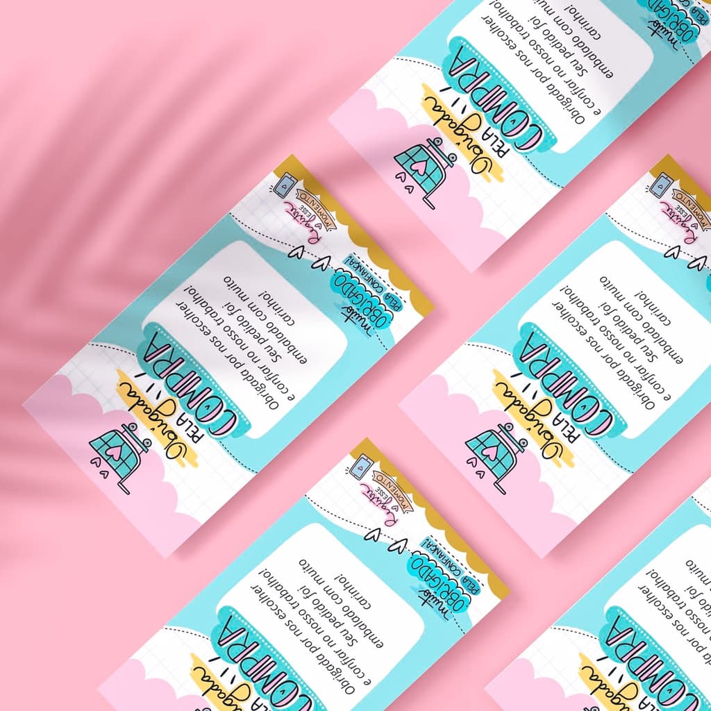 200 cartões agradecimento 9x5 cm couche 250g