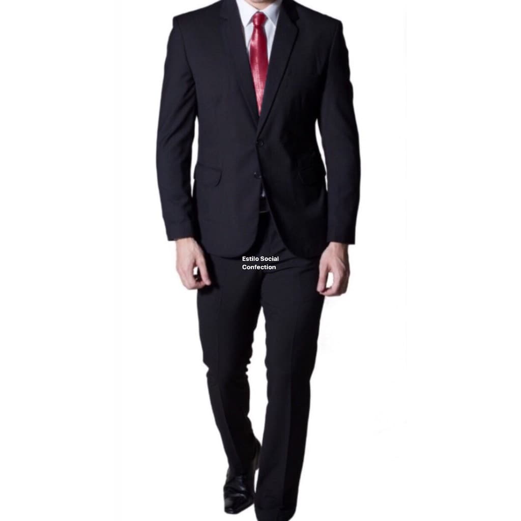 Terno Preto Slim Masculino Promoção ( Paletó + Calça + Cabide )