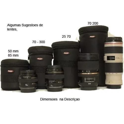Capas para lentes Objetivas de camera fotografica kit 4 tamanhos Sigma Nikon Canon yangnou Fuji etc