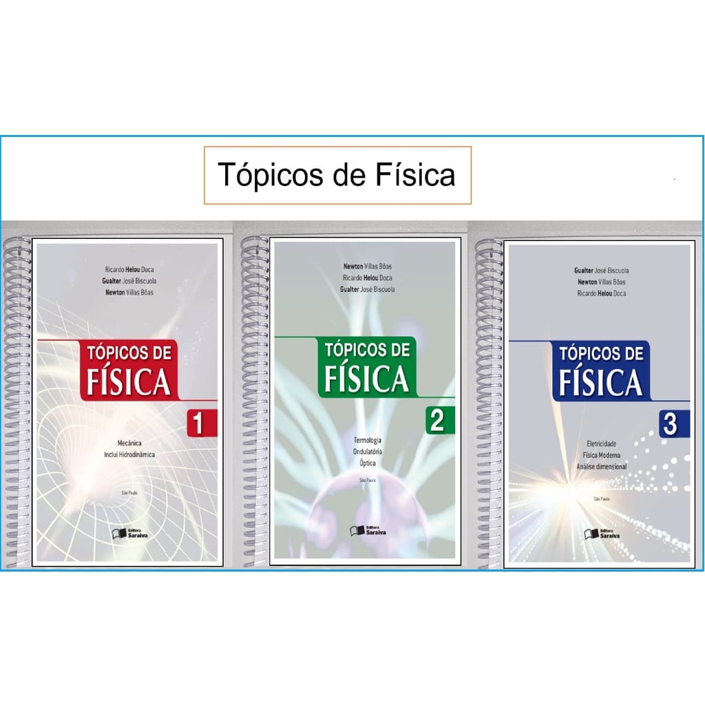 Tópicos de Física Volumes 1,2 e 3  Gualter, Newton e Helou  Encadernado, Tamanho A5, Formato Livreto, Colorido