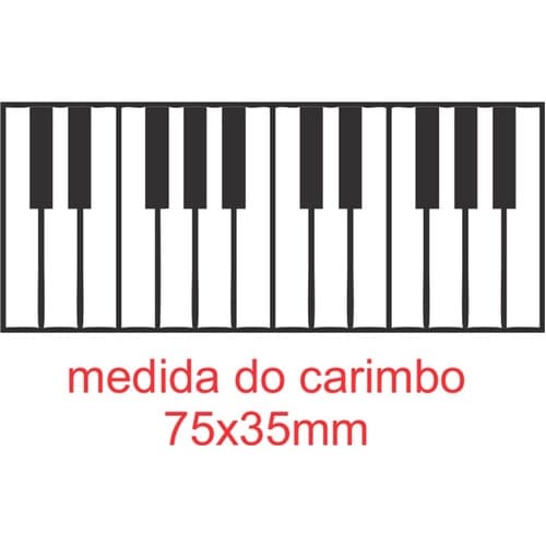 Carimbo Estudo Piano Teclado 7,5cm X 3,5cm Base Madeira