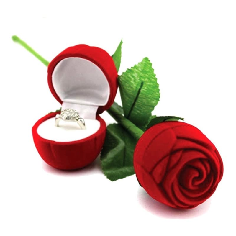 1 Estojo caixinha para alianças anel modelo rosa com cabo veludo vermelho