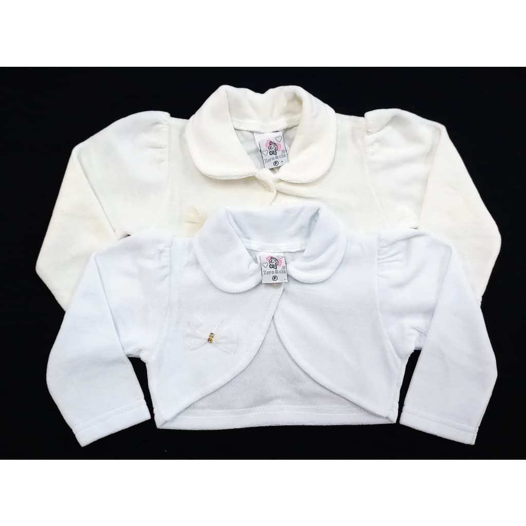 Bolero infantil, plush, P ao G, zec, branco ou off