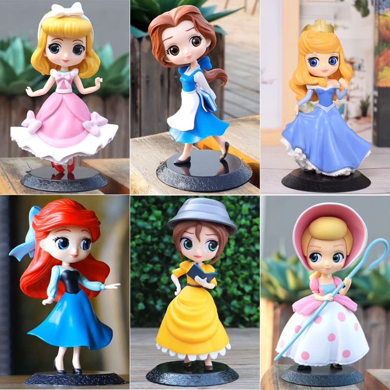 39 Estilo 14cm Q Versão Princesa Branca De Neve Elsa Anna Rapunzel Jasmim Cinderela Sofia Ariel Mulan Alice Arale Figuras De Ação Em PVC Brinquedos Bonecos Modelo Presentes