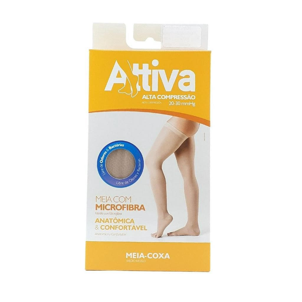Meia Elástica 7/8 Meia Coxa Alta compressão 20-30mmHg Attiva Prevenção Varizes  Operatorio Confortável