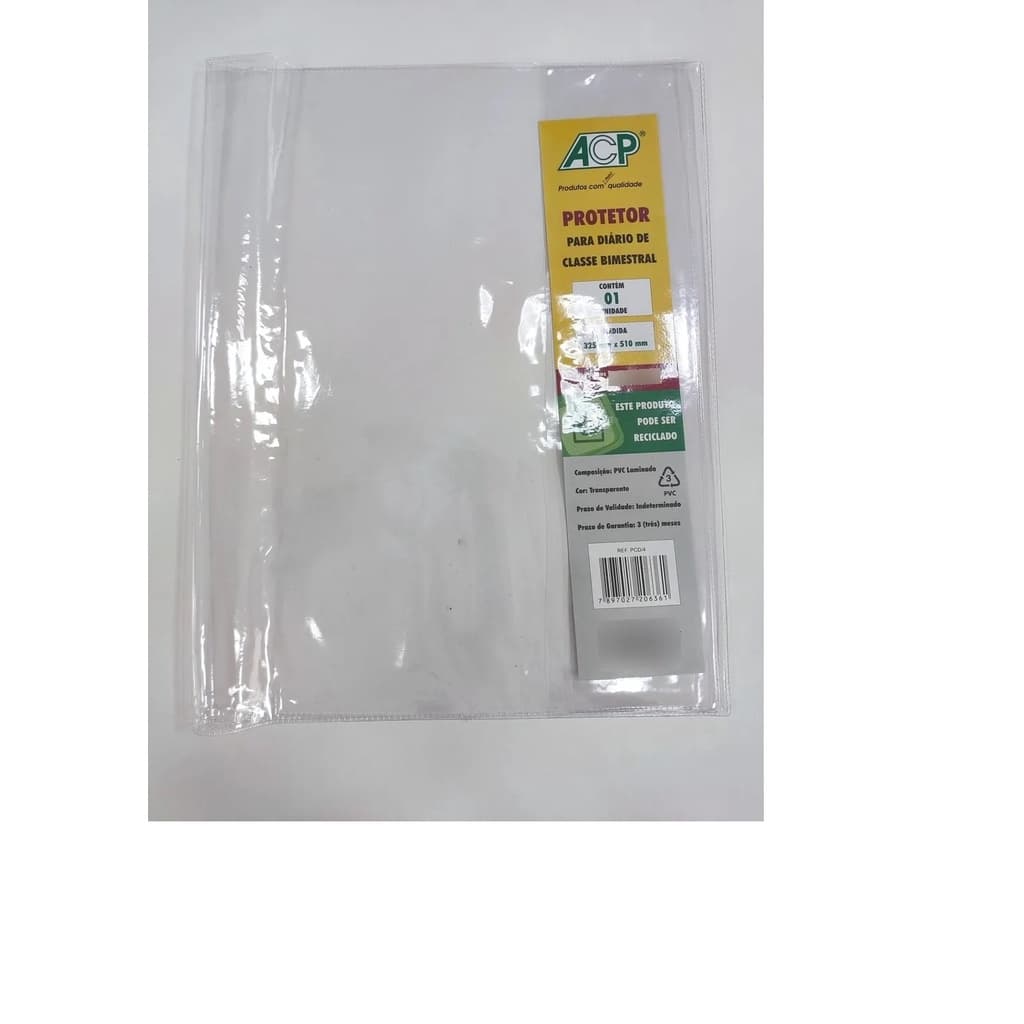Capa Diario Classe Bimestral Cristal 32,5x51 Acp Kit C/3 Uni.