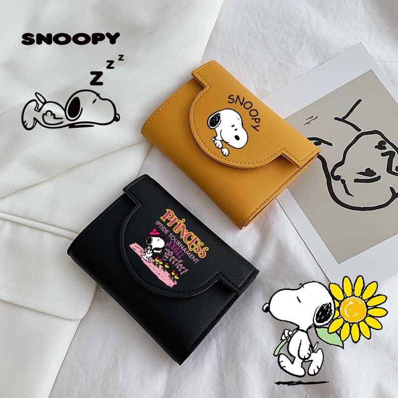 Carteira Snoopy Para Mulher Porta-Cartões Moedas Fofa Homens Curta