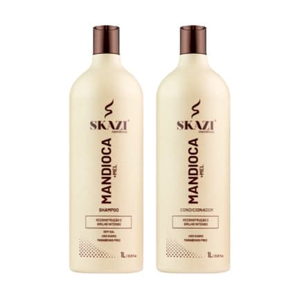 Kit Tratamento Capilar Skazi Shampoo E Condicionador Mandioca + Mel  01 Litro
