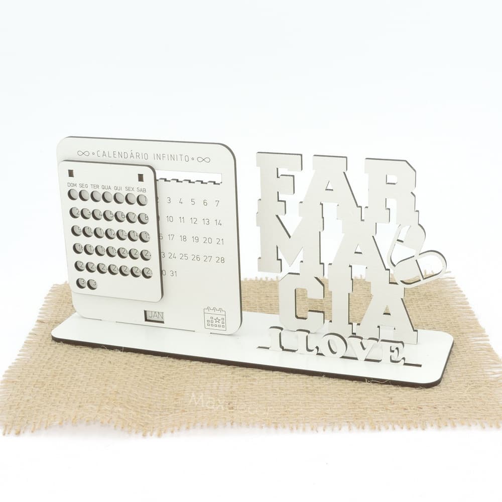 5 Calendário Infinito Personalizado Mdf Branco - Farmácia