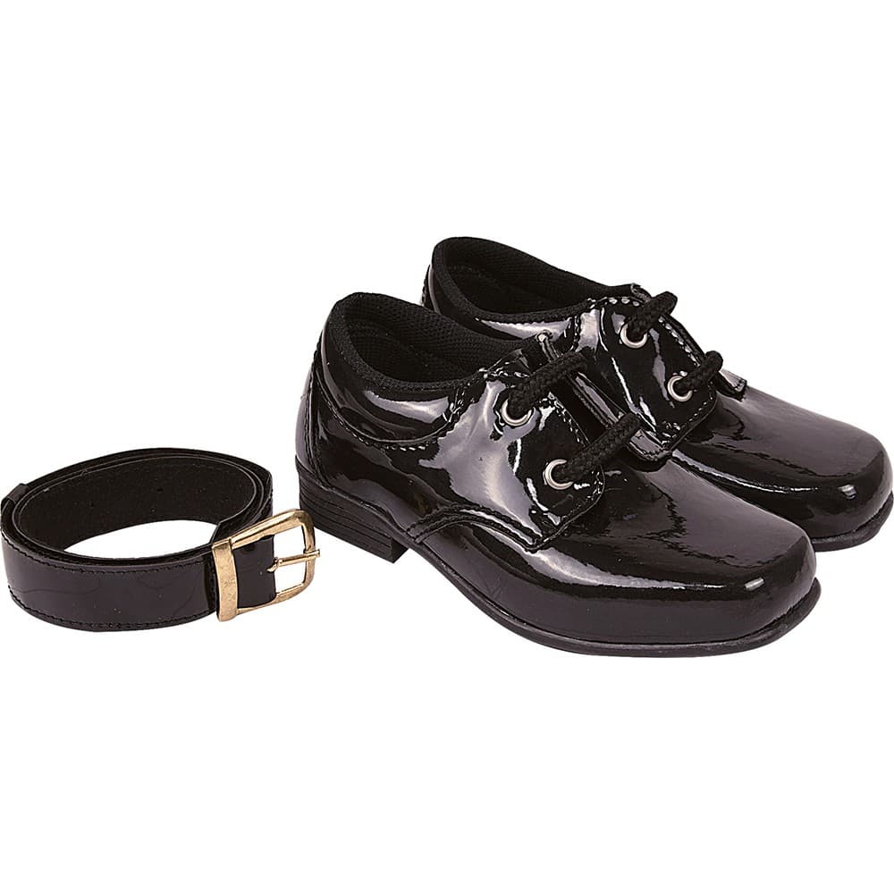 Sapato Social Infantil Menino Cadarço Preto Verniz com Cinto