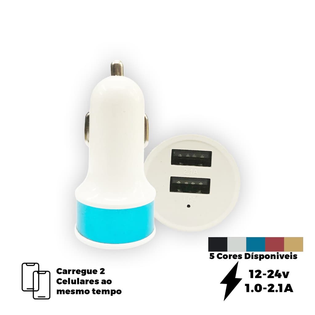 Carregador Veicular - 2 Entradas Usb pra Iphone e/ou Android