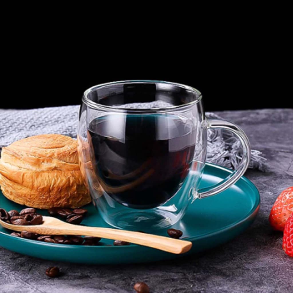 Caneca De Parede Dupla 240ml Resistente Ao Calor Café Chá