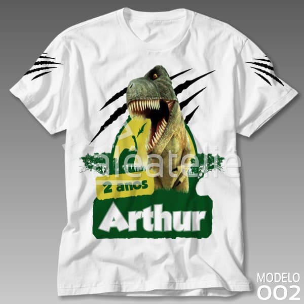 Camiseta Dinossauro Festa Infantil Adulto Personalizada