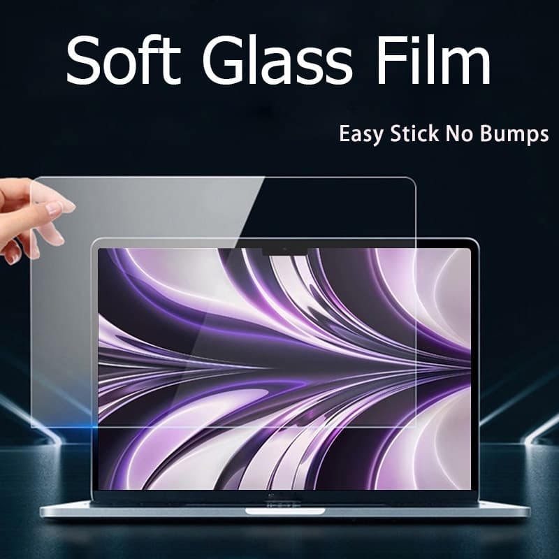 Filme De Vidro Macio Para Apple MacBook Air 13.6 Polegadas M4 M3 A3240 Pro 14 16 2020 Air M1A2337 Protetora De Tela HD