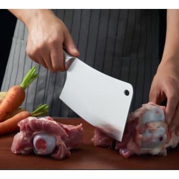 Faca Cutelo Machadinha Inox Corta Osso C/Furo.