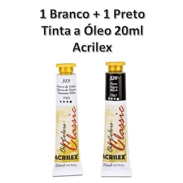 Kit Tinta Óleo 1 Branco + 1 Preto 20ml Acrilex PIntura Tela