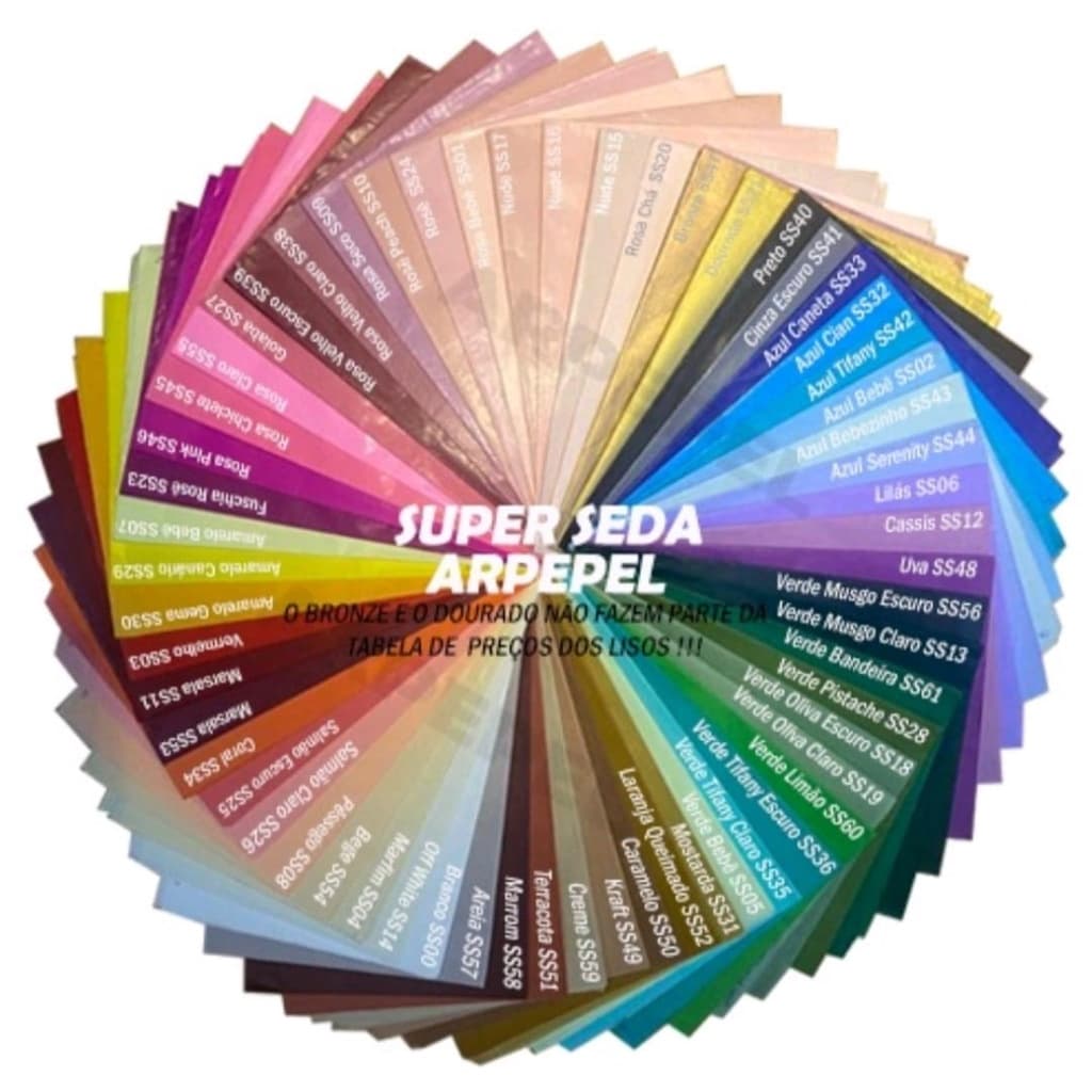 Papel Super Seda Arpepel ENGOMADO com 20 ou 50 ou 100 folhas - Cores iniciadas da letra "S" até a letra "V" - ARPEPEL
