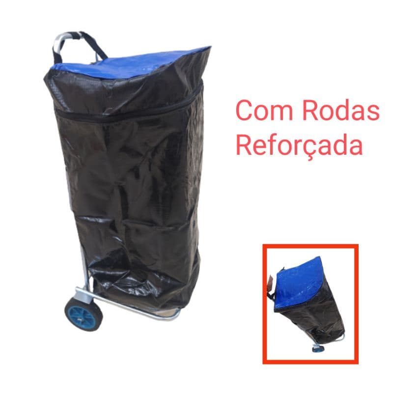 Carrinho Dobrável  com Rodas Reforçada e com a Bolsa de Lona.