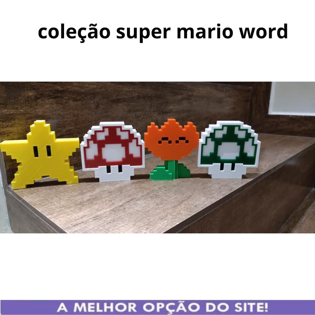 Kit C/ 4 Power Up Super Mario Colecionáveis Gamers