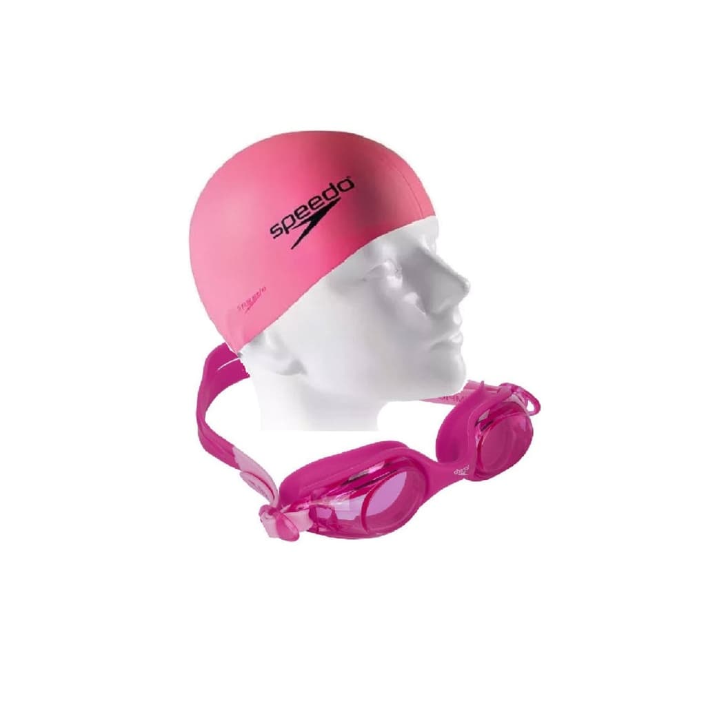 Kit Óculos Natação Speedo Jr Olympic Infantil 4 a 12 anos + Touca Flat Silicone