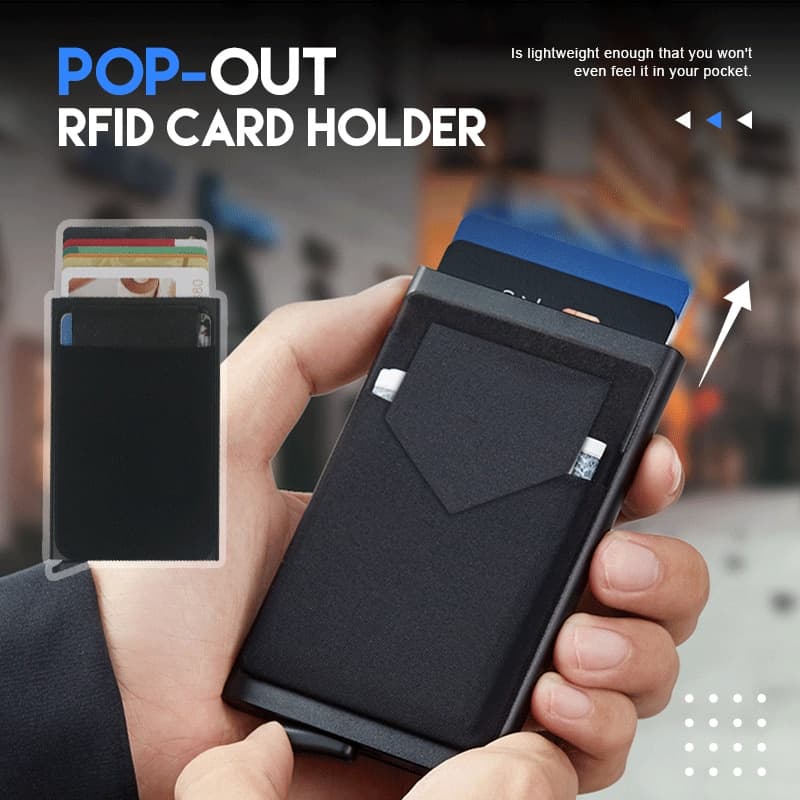 Dienqi rfid Carteira Inteligente Masculina De Metal Fina Pop-Up Minimalismo Pequena Preto