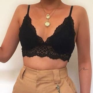 Top Cropped Rendado Sem Bojo Feminino Sutiã Lingerie Renda