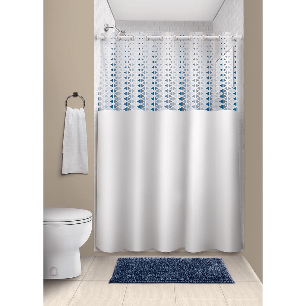 Cortina Box Com Visor Transparente Em PVC Para Banheiro Anti Mofo Gramatura Grossa Estampas