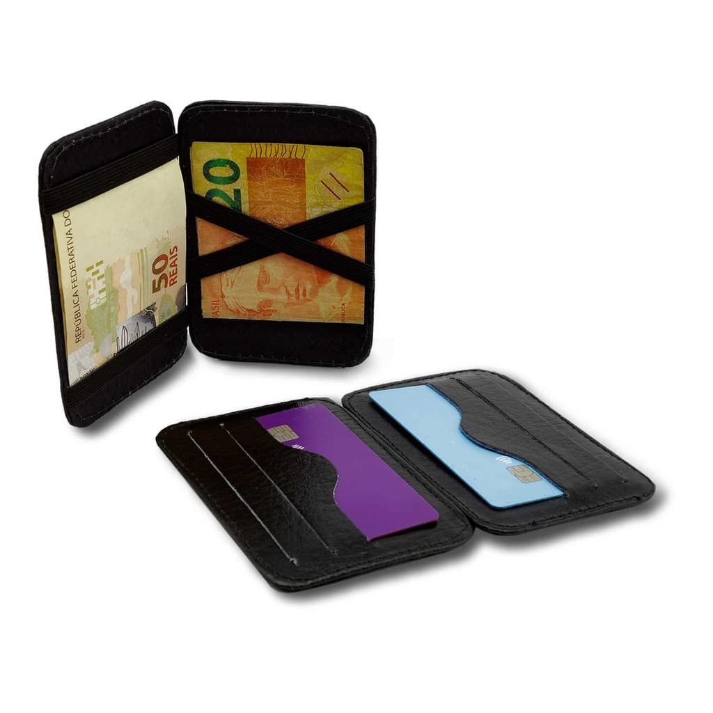 Carteira Msculina Magica de Couro Reforçado Porta Cartão Documento Carteira Slim