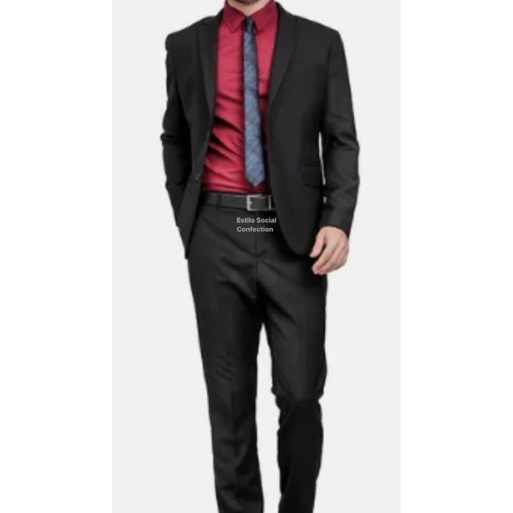 Terno Preto Slim Masculino Promoção ( Paletó + Calça + Cabide )