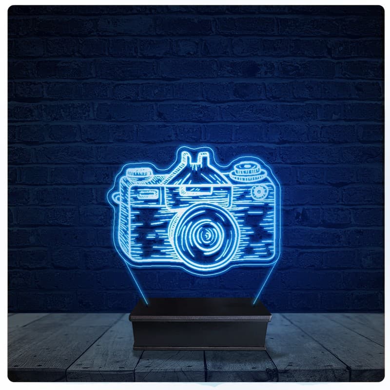 Luminária Led Acrilico Abajur - Câmera Fotografia Fotógrafo