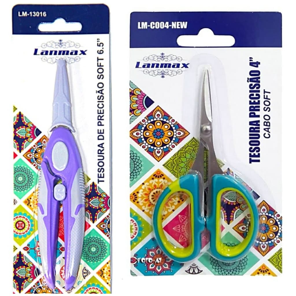 Kit 2 Tesouras De Precisão 4 E 6,5 Polegadas Reta Arremate E Uso Diversos Lanmax