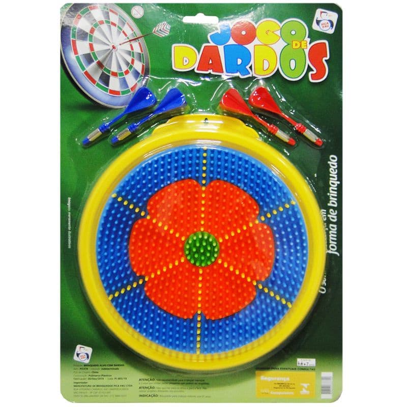 JOGO DE DARDOS COM 4 DARDOS + ALVO COLORS 24CM DE Ø NA CARTELA