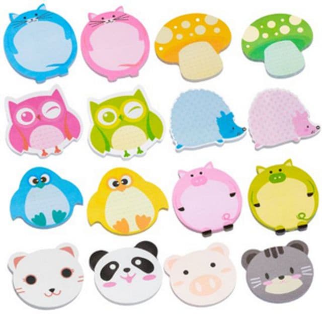 Post-it de Bichinhos Fofos | Mini Bloco Adesivo Kawaii Colorido