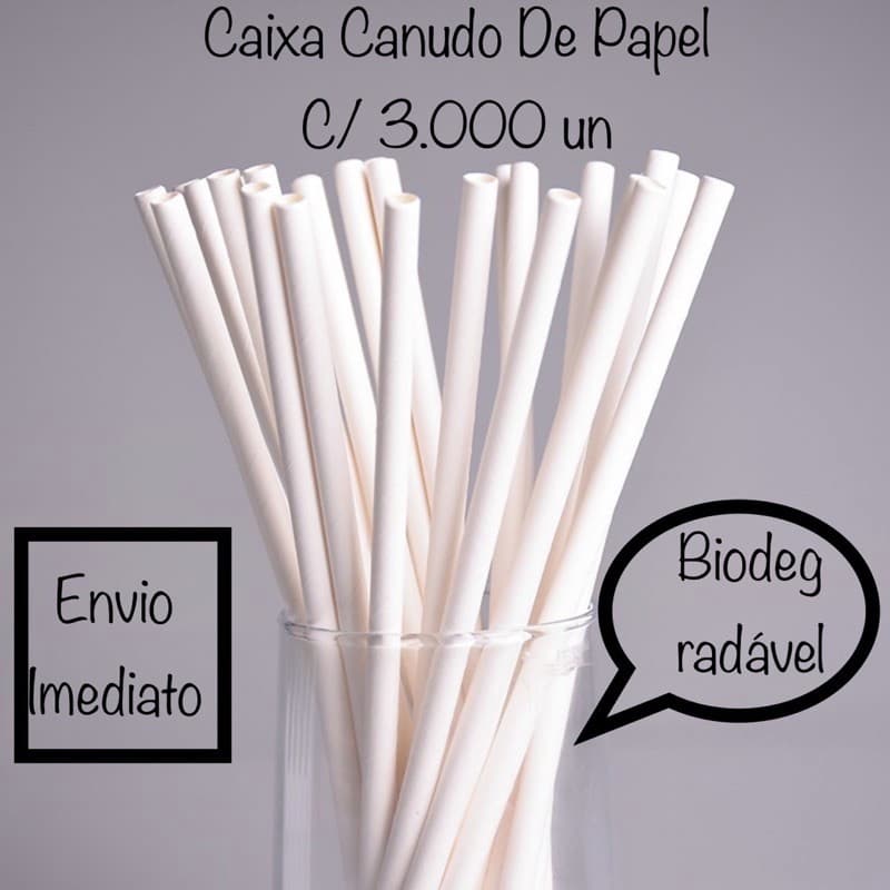Canudo De Papel Caixa c/ 3.000 Canudos Hermeticamente Embalados