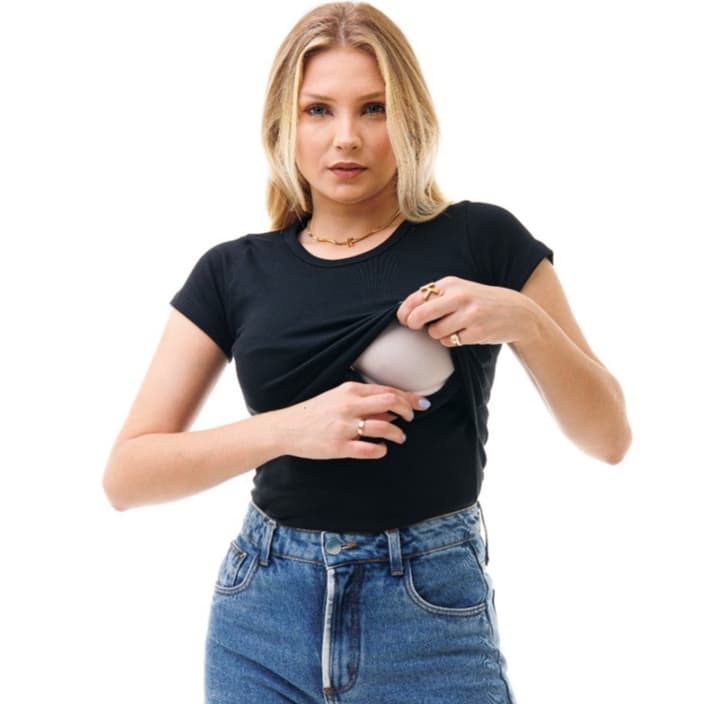 Blusa Manga Curta Amamentação