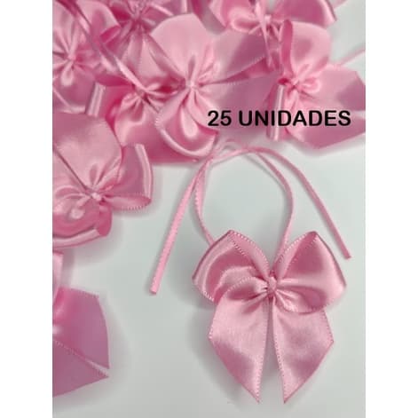 Laço Lacinho de Cetim Nº5 Plus 6x6cm com Fita para amarração - 25 unidades - Decorações de doces, mesas, bolas e esferas acrílicas, caixa milk, personalizados e lembrancinhas
