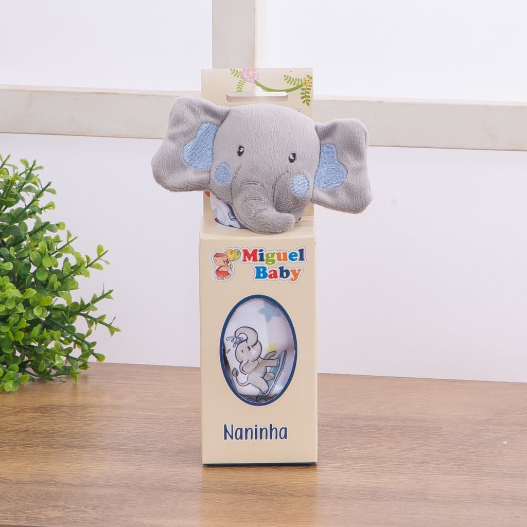 Naninha Para Bebe Com Prendedor De Chupeta Pelúcia Elefante