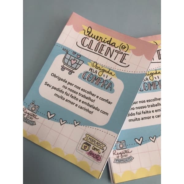 50 cartão agradecimento - Bloco de agradecimento 50 folhas- folheto de agradecimento - cartão agradecimento - agradecimento pela compra - agradimento ao cliente