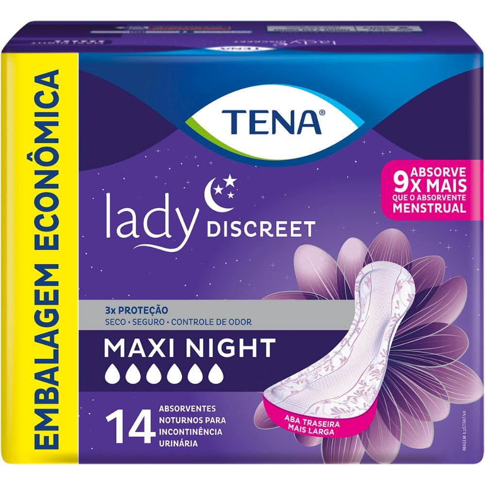 Absorvente para Incontinência Urinária Lady Discreet Maxi Night com 14 unidades 