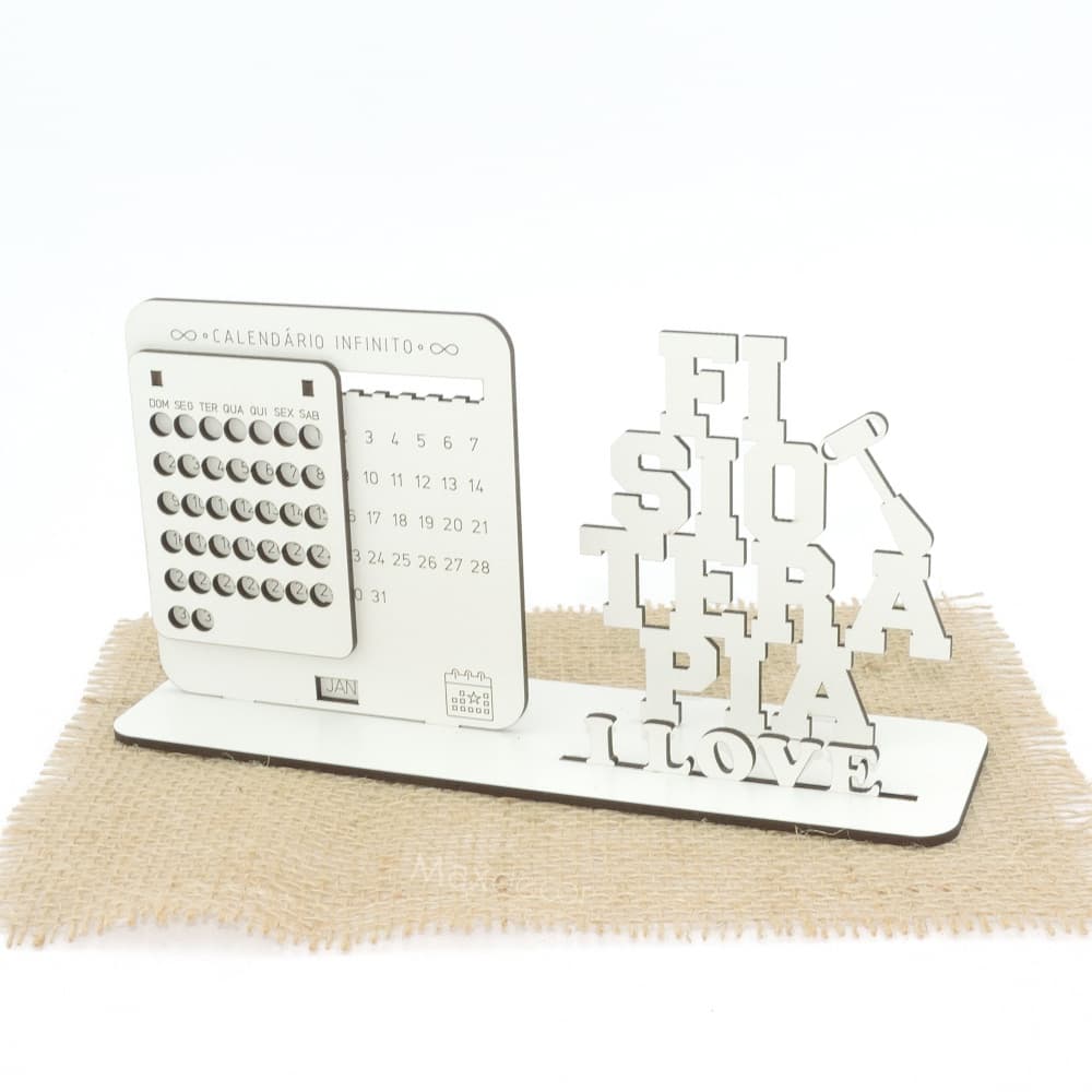 5 Calendário Infinito Personalizado Mdf Branco - Fisioterapia
