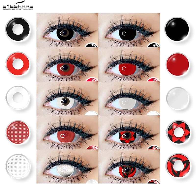 EYESHARE Lenses 2pcs Cosplay Lentes De Contato Coloridas De Contatos Coloridos Vermelho Castanho Cinza Azul Rosa Olhos