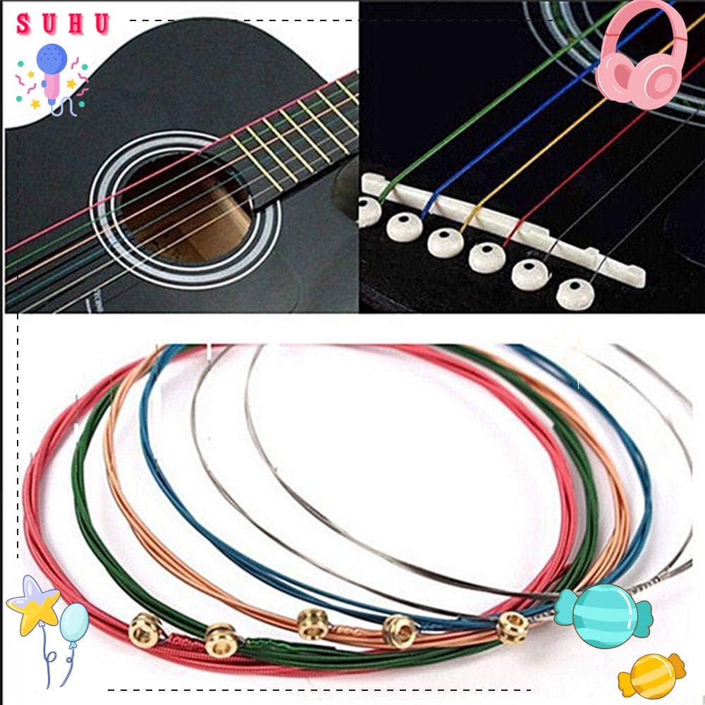 SUHU Cordas De Violão Acústico Novo Laço-Íris Material De Aço Claro