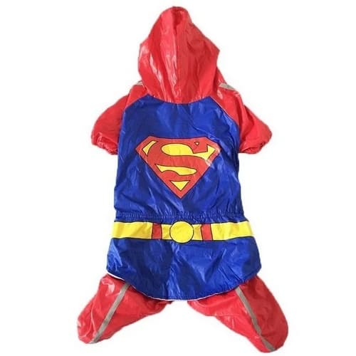 Capa de Chuva para Cachorro Superman Roupa Pet Inverno Tricolor