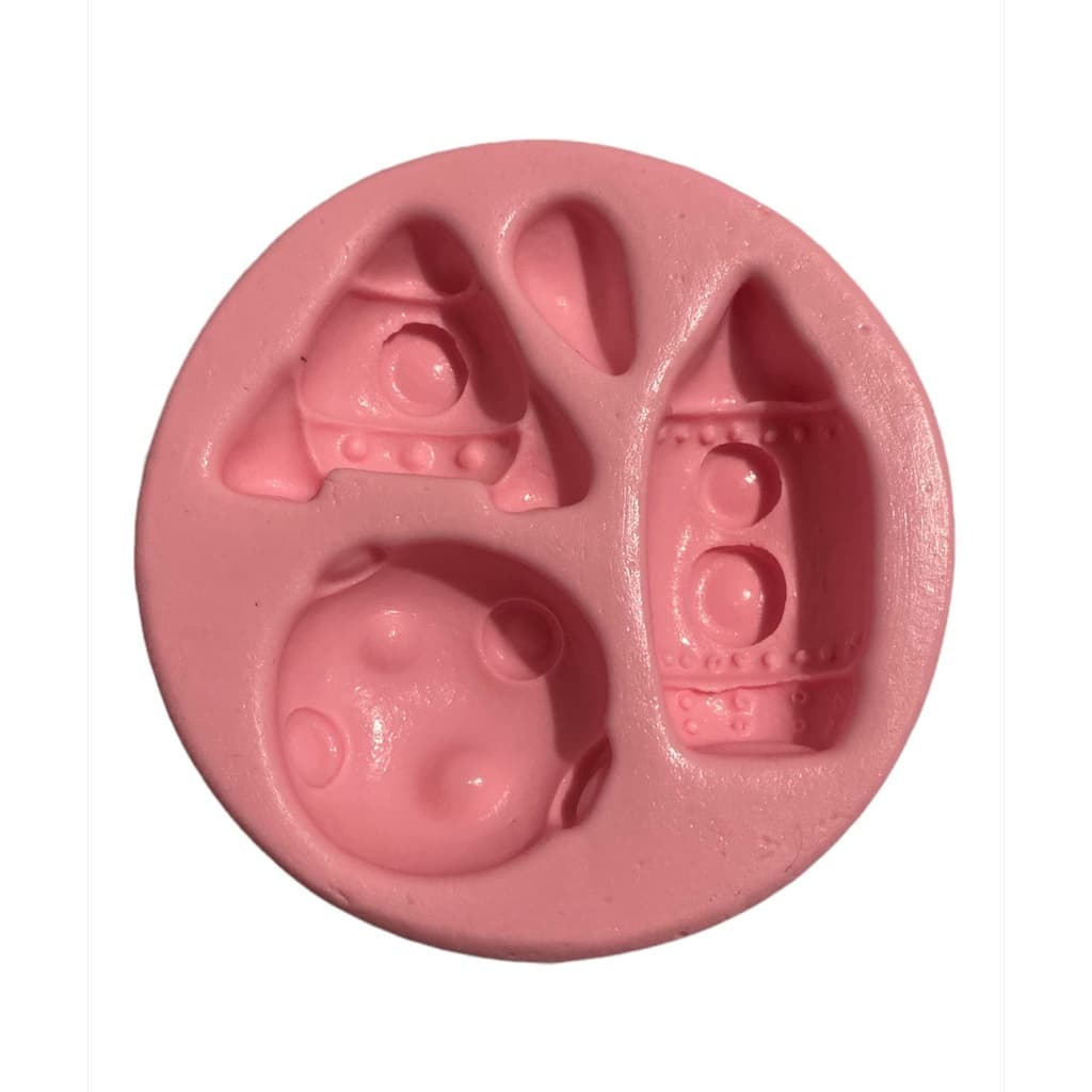 MOLDE DE SILICONE ASTRONAUTA FOGUETE PLANETA
