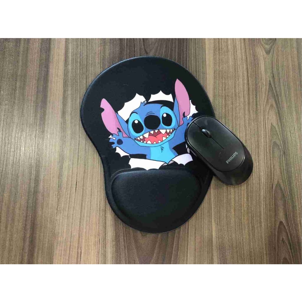 Mouse Ergonômico Stitch + Porta copo