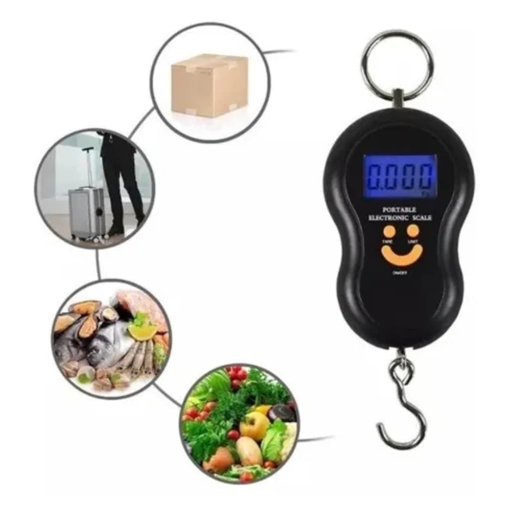 Balança Digital Gancho Cozinha Pesca Viagem Suporta Até 50kg