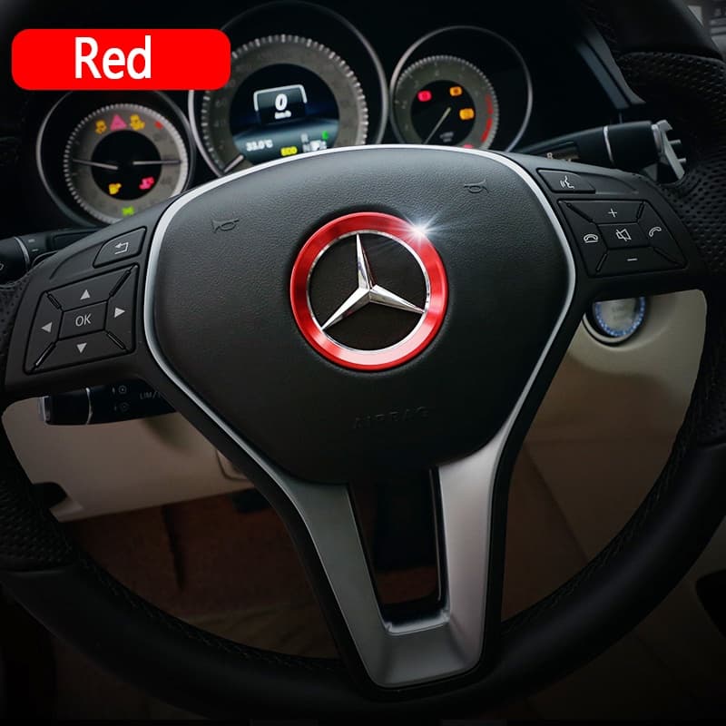 Para Mercedes Benz GLE CLA GLA W212 W246 W204 C117 W166 X204 Decoração do anel do emblema do volante do carro adesivo