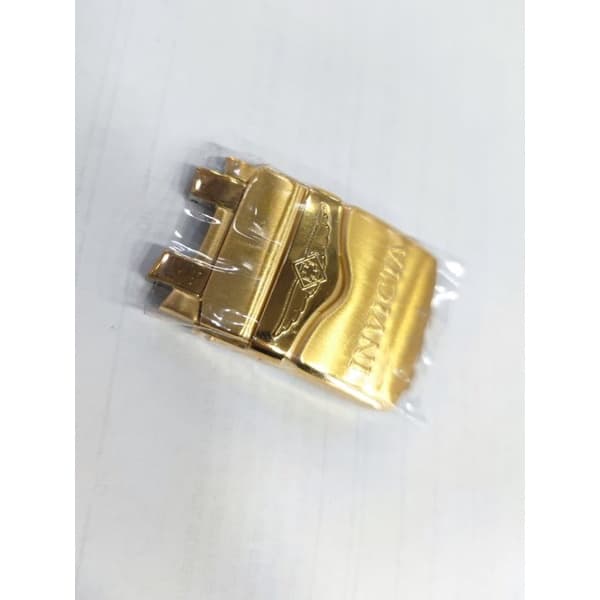 Fecho da pulseira de aço do relógio Invicta Pro Diver. Dourado