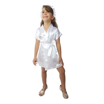 Robe Cetim Daminha Branco Sem Bordado